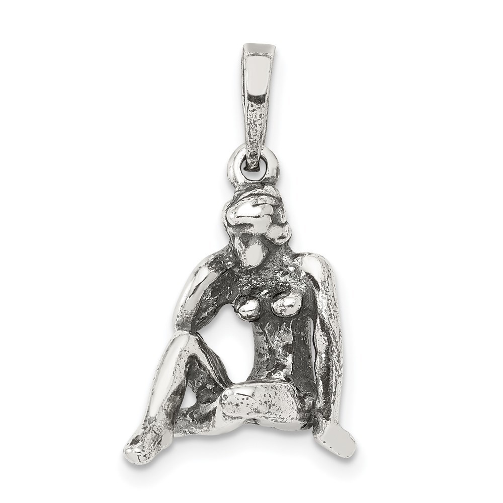 Million Charms 925 Sterling Silver Antiqued Virgo Zodiac Charm Pendant